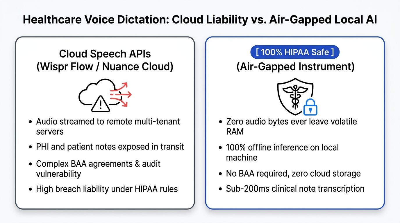 HIPAA-Compliant Voice Dictation: Why Cloud Speech Apps Are a Legal Liability for Healthcare