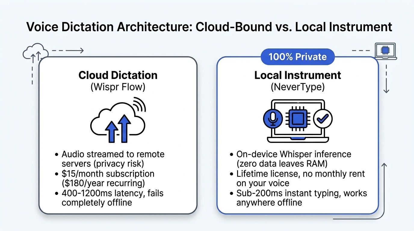 Why NeverType Is the 100% Local, Privacy-First Alternative to Wispr Flow